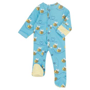 Piccalilly Schlafanzug mit Fuß hellblau mit Biene